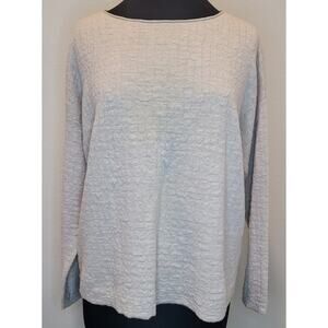 Eileen Fisher Beige Textured Sweater – Organic Linen/Cotton Blend – Wide Neck –M